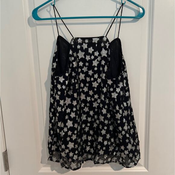 NWT LOFT Shimmer Star Embellished Sleeveless Cami Top Black/Silver Womens Size S - Picture 5 of 6